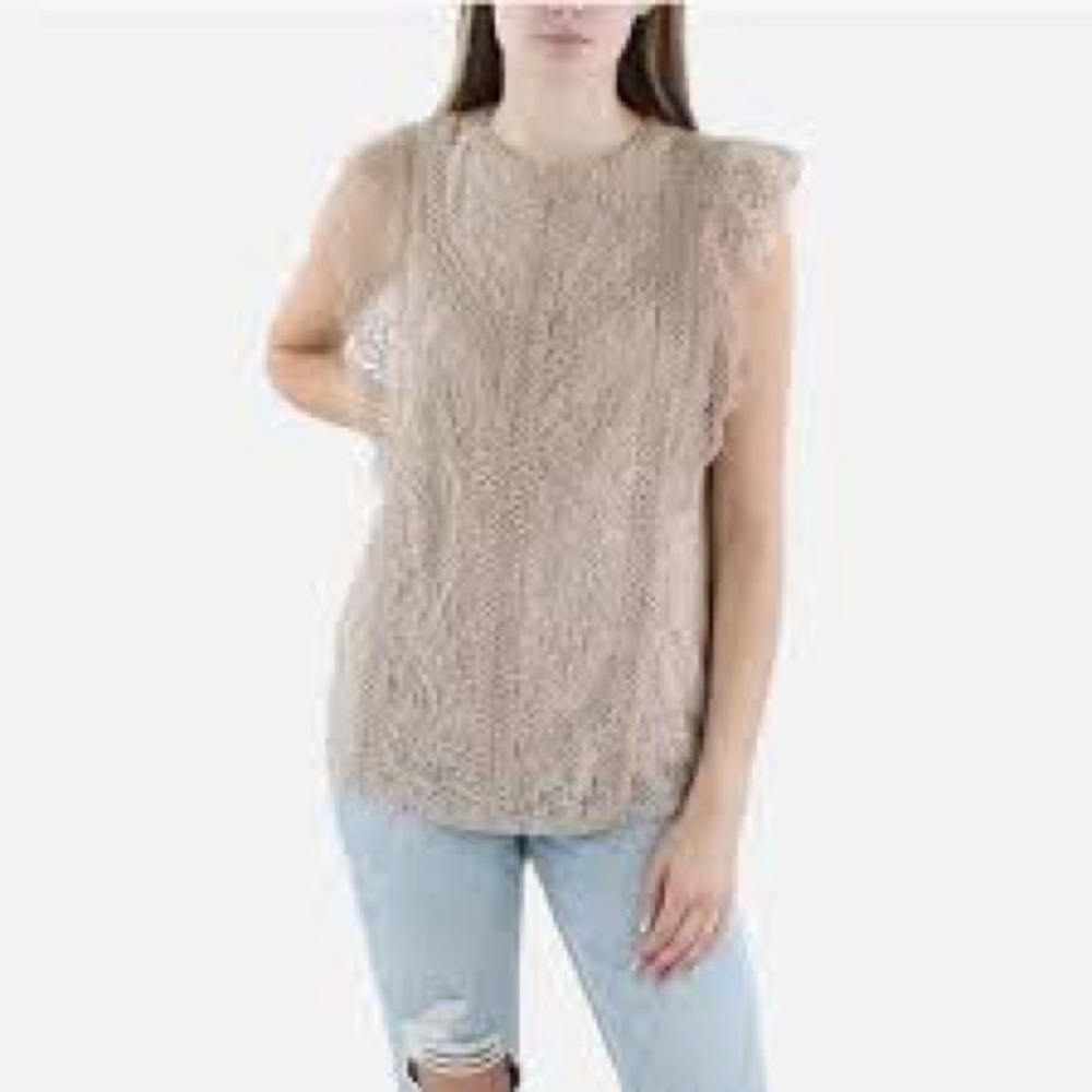 Anthropologie Cable & Gauge Flutter Sleeve Ruffled Blouse